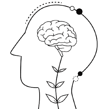 icon of a brain with a plant growing from it